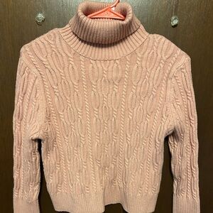 Francesca’s Knitted Turtleneck Pink Sweater Size Large NWT